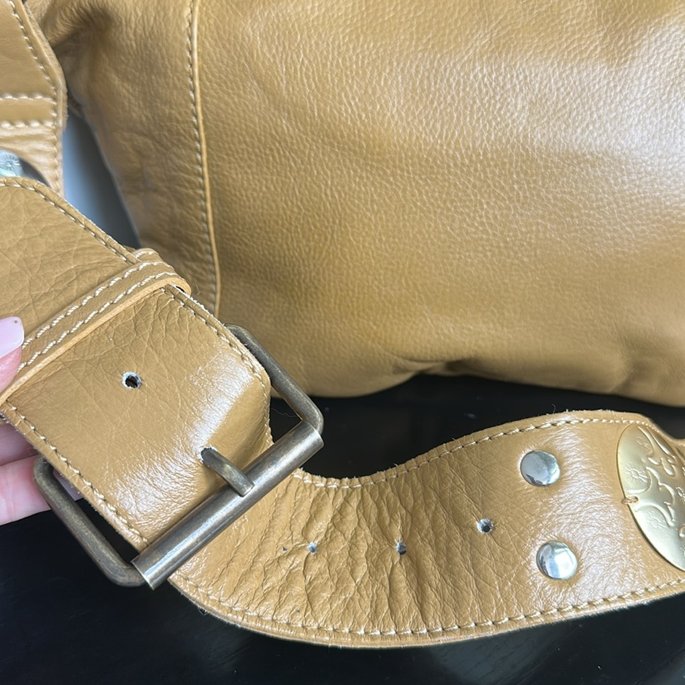 Free People Tan Leather Crossbody Belt Bag with Studded Strap - Picture 9 of 14